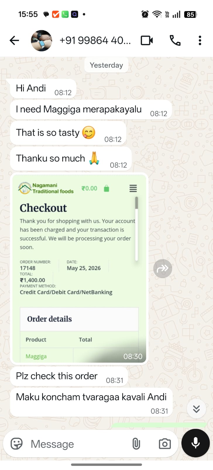 Nagamani Traditional Foods Customer Review